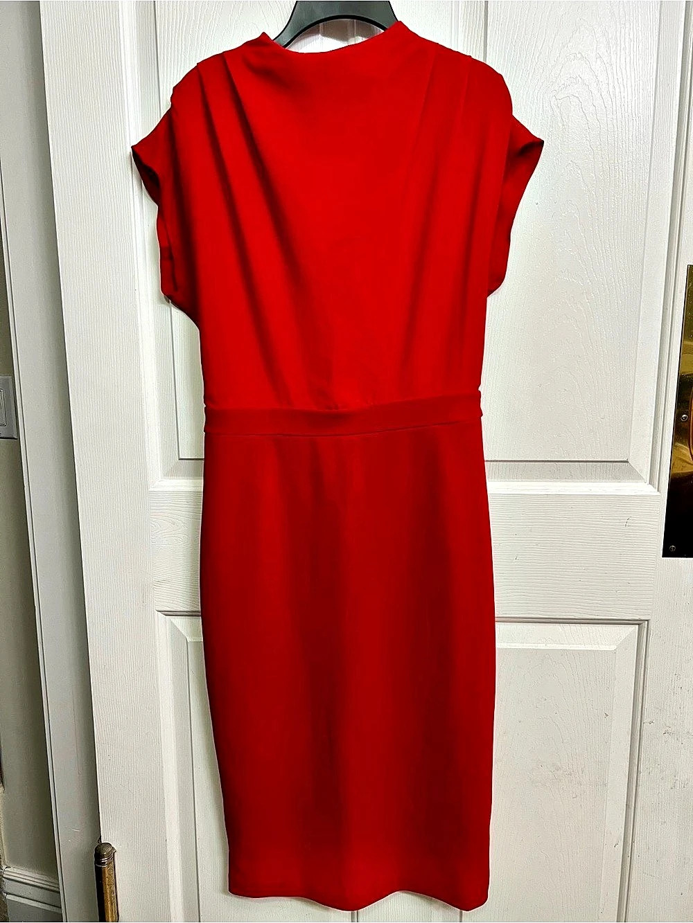 Express Mock Neck Cap Sleeve Hardware Midi Sheath Dress Red Midi Dress Medium